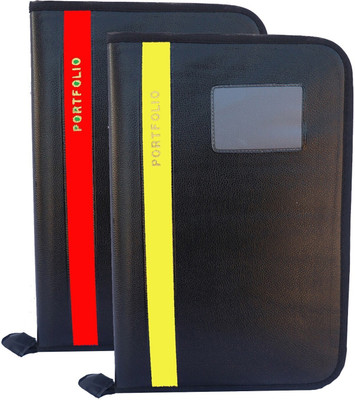 Kopila PU Leather High Quality Leaf office File/Certificate file/file cover/Zip file folder Orange & Yellow Set of 2 A4 & FS Size(Set Of 2, Orange & Yellow)