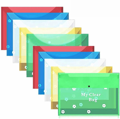 Rudra Plastic Document Bag My Clear Bag Plastic File (Set Of 20, Multicolor)(Set Of 20, Multicolor)