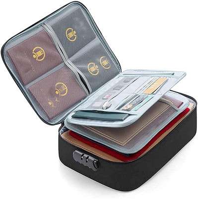 WunderVoX Silicone Coated Fiberglass::Thermal Insulated Cotton::Aluminium Foil Expanding File Boxes(Set Of 1, Black)