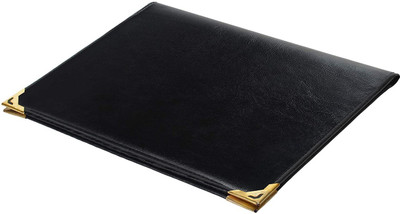 Nivi LEATHER Menu Card Folder(4-Pockets)(Pack of 4 pcs) / Holder for Restaurants or Hotels (A4 size: 12.25 X 10 inch) (Set Of 4, Black)(Set Of 4, Black)