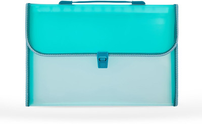KUWAR Polypropline Expanding File Folder,13 Pockets, Durable Handle & Secure Buckle Closure(Set Of 1, Green)