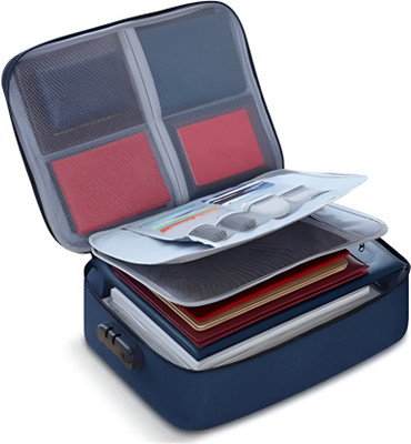 Avyro Polyester Document organizer Bag multilayer(Set Of 1, Nevy Blue)