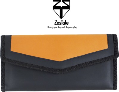ZesTale Leatherette Multiple Cheque Book/ Passbook Passport /Car Document Holder for Men & Women(Set Of 1, Black, tangerine)