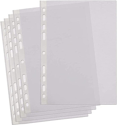 GPN PRINT Plastic a4 Sheet Protectors Files with 11 Punched Ring Holes, Sheet Protector a4 Size Transparent File Sleeves(Set Of 50, White)