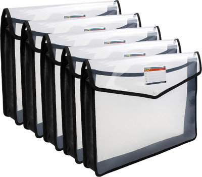 Novesto Plastic A4 Plastic Document Folder with Snap Button for Certificates & Office Use(Set Of 5, Transparent)