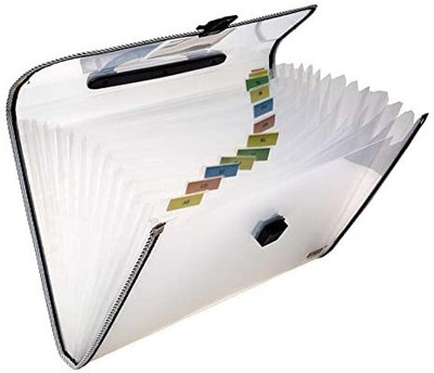 SHINING ZON Plastic 13 Pocket Expanding File Folder For Document(Set Of 1, Transparent)