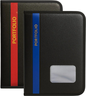 WTS GLOBAL PU Leather Portfolio Folder(Set Of 2, Red, Blue)