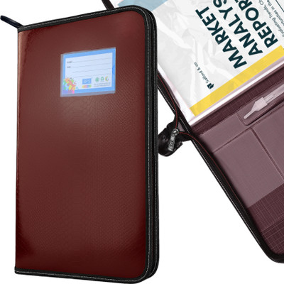Skrill PU Leather A4 / FC File Folder With 20 Pockets(Set Of 1, Maroon)