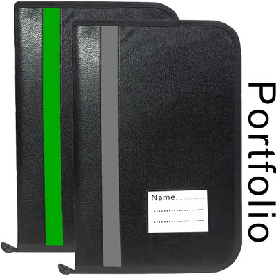 Leffit Leather File Foldar(Set Of 2, Green And Grey)