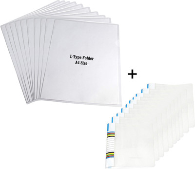 SHINING ZON Plastic Combo Pack Of 10 Report File And Pack 10 L Folder(Set Of 20, Transparent)