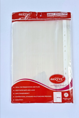 aarpee 300 micron | F/S size | Sheet Protector | Document sleeves with 11 punch holes(Set Of 50, Transparent)