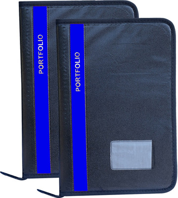 Parthav PU Leather 20 Leefs Office Document File Folder(Set Of 2, Blue)