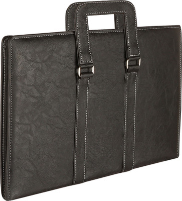 ACCIVA PU Leatherette executive Portfolio with 20 PVC Leafs & Zipper Closure Executive Document File Holder(Set Of 1, Black)