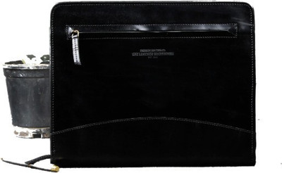The Leather Warehouse a4 black leather plain folder without any slots Sleeve/Slip Case(Set Of 1, Black_13 Inch)