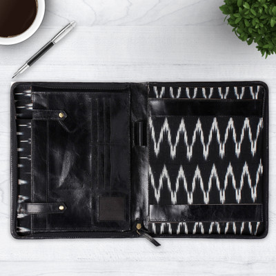 THE LEATHER WAREHOUSE PREMIUM LEATHER CO. Genuine leather Folder/Document Organizer Office Professional A4 Size Zippered Leather Portfolio/Resume padfolio(Set Of 1, Black)