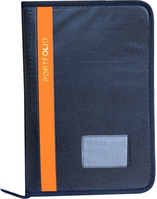 Parthav Faux Leather Document certificate Carry Bag Set of-1 With 20 Leefs(Set Of 1, Orange, Black)