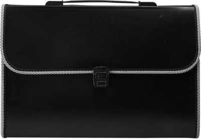 MILLENSIUM plastic Plastic 13 Pockets Expanding File Folder for Documents, Certificates, Letter A4 Size Organizer with Carry Handle(Set Of 1, Black)