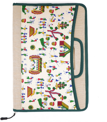 FASTIDIOUS Professional Jute Warli Art Document Handle Bag Organiser For Corporate Meetings, Seminars, Conferences, Presentations- School And Office Use(Set Of 1, Warli-Green)