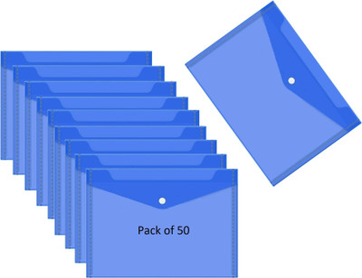 SHINING ZON Plastic Button Folder(Set Of 50, Blue)