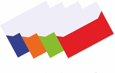 SHINING ZON Plastic Double Pocket Button Folder For Documents Certificates(Set Of 6, Multicolor)