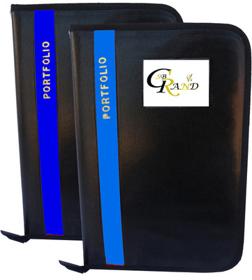 SB GRAND PU Leather Document File Folder With 20 Leaf's for Certificates and Document A4/FS Size(Set Of 2, Blue, Sky Blue)