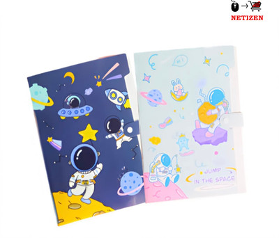 netizen Plastic Quality Space Printed 6 Pockets File Folder for Storing documents/Certificates(Set Of 2, Multicolor)