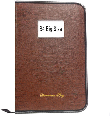 Parthav PU Leather B4 Legal Size Document file with 20 leefs(Set Of 1, Brown)