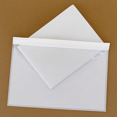 JPPL Polyethylene (PE) / BOPP Transparent Film Packing List Envelopes Full Gumming Transparent Pouch for Shipping, Packing Slip & Invoice Documents(Set Of 100, Transparent)