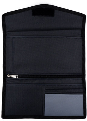 ASRAW Leatherette Elegant and Stylish Velcro Closure Mechanism Chequebook Holder Multiple Pocket Document Organizer(Set Of 1, Black)