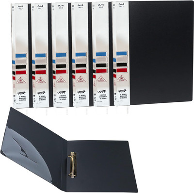 NSSP Polypropylene, Paper A4 Size Ring Binder Box Board File(Set Of 4, Black)