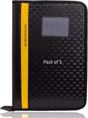 SHINING ZON Lather Portfolio File Folder PortFolio File(Set Of 3, Black)