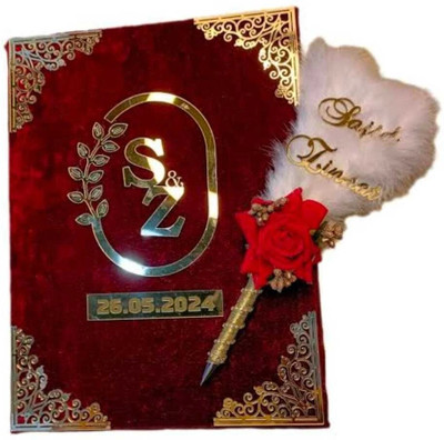 Zains Velvet Nikkah Nama(Set Of 2, Maroon)