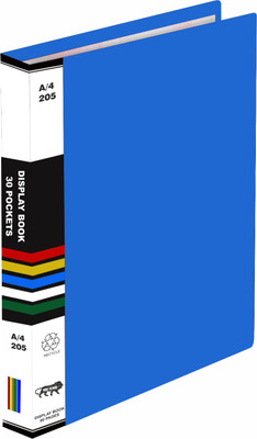 Salty 30 Pocket 60 Pages Plastic A4 Size Presentation Display Book Folder File Suitable for storage of certificates(Set Of 1, Blue)