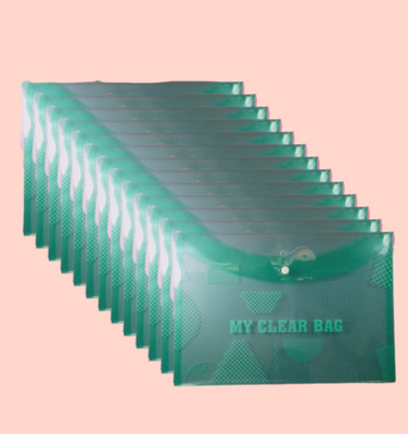 ALPINE Plastic My clear bag(Set Of 12, Green)