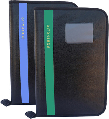 Kopila PU Leather High Quality Leaf office File/Certificate file/file cover/Zip file folder SkyBlue & Grey Set of 2 A4 & FS Size(Set Of 2, SkyBlue & Grey)