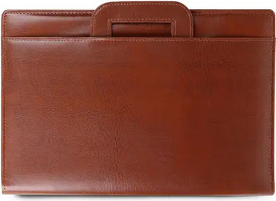 KJPG CREATIONS PU Leather Adjustable Handle 2 Ring Document file folder (with 20 leafs)(Set Of 1, Brown)