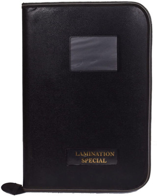 CAMPIO PU Leather 20-Leaf File Folder Interview Portfolio Professional File Zipped Document Holder(Set Of 1, Black)