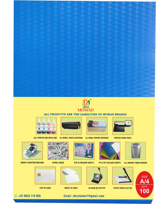 Momad PVC Spiral A4 Binding Sheet(Set Of 100, Blue)