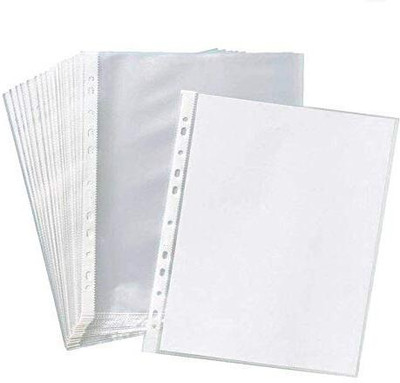 Crid Polypropylene Waterproof Sheet Protector Files with 11 Punched Ring Holes, A4 Size(Set Of 100, Transparent)