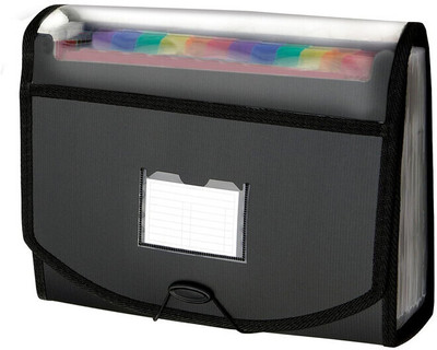 NISUN Plastic A4/Letter Size Document Organizer with Label for Office School Supplies(Set Of 1, Black)