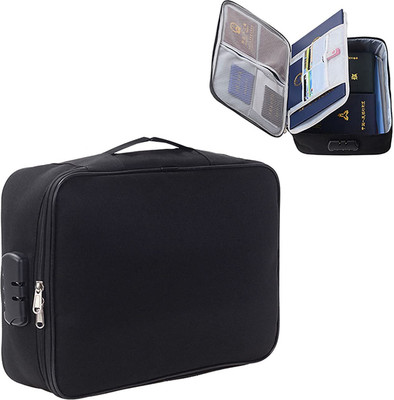 STARFLYER Travel File Organiser Waterproof Document Storage Bag with Lock(Black)