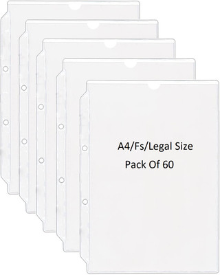 SHINING ZON PVC Punch Folder File PVC Punch Folder File(Set Of 60, Transparent)