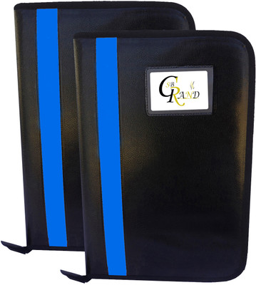SB GRAND PU Leather file folder document holder with 20 leefs for legal size document(Set Of 2, Sky Blue)
