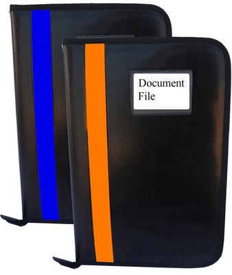 Kopila PU Leather Document,Certificate File Folder With 20 leefs and 3 Inner Pocket(Set Of 2, Blue & Orange)