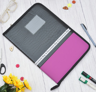 SPM Faux Leather Document file Folder (Size 36*26 cm) (pack of 20 SHEETS))(Set Of 1, Black, Purple)