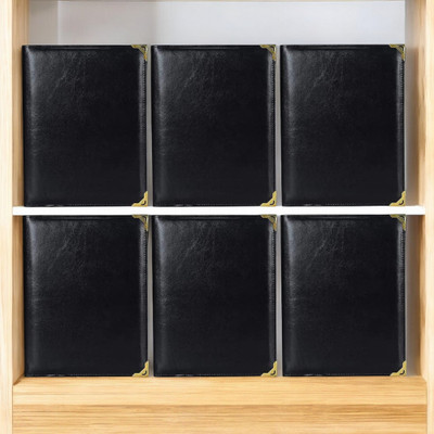futureX PU Leather Menu Folder with 6 Leafs File Folder-/ Holder for Restaurants or Hotels(A4 Size: 12.25 X 10 inch)(Set Of 6, Black)