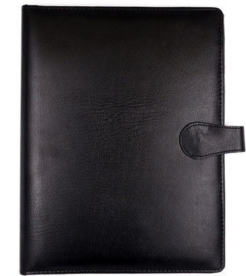 ASRAW Faux Leather Multipurpose Magnetic Button Lock Mechanism Conference File Document Organiser For Certificates, Marksheets, Degrees, Interview Portfolio- School, Home and Office Use(Set Of 1, Black)