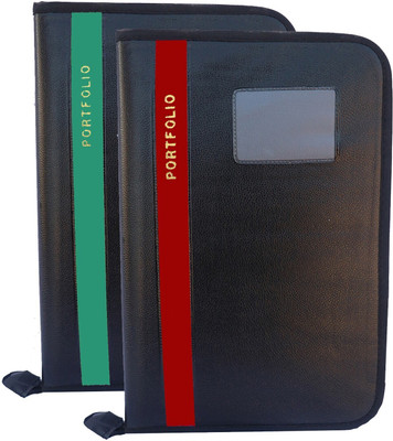 Kopila PU Leather High Quality Leaf office File/Certificate file/file cover/Zip file folder Grey & Red Set of 2 A4 & FS Size(Set Of 2, Grey & Red)