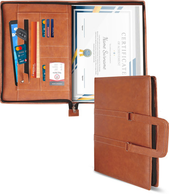 ACCIVA PU Leatherette File Folder(Set Of 1, Tan)