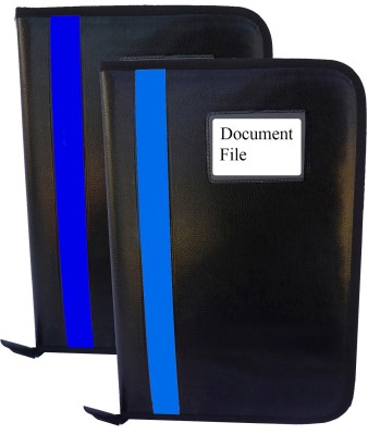 Kopila PU Leather Document,Certificate File Folder With 20 leefs and 3 Inner Pocket(Set Of 2, Blue & Skyblue)
